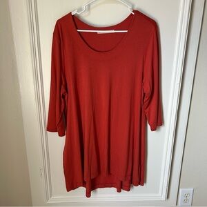 Peruvian Connection Orange 3/4 Sleeve Tunic XL Extra Large Autumn Fall Pumpkin